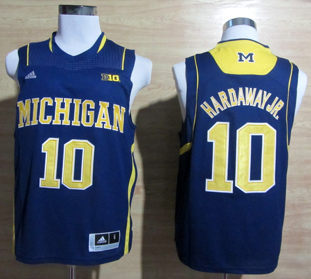 NCAA  Michigan Wolverines 10 Tim Hardaway Jr. Navy Blue College Basketball Jersey Big 10 Patch
